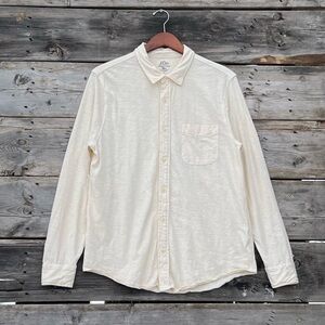 J. Crew Slub Cotton Knit Cream Button Down Shirt Men’s Size Large